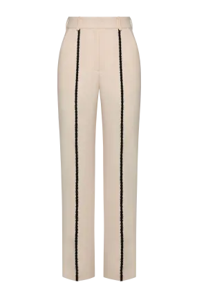 Fuzzy details straight leg trousers