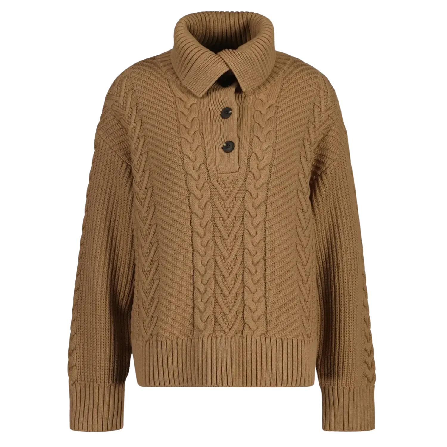 GANT Cable Texture Buttoned Roll Turtleneck Sweater