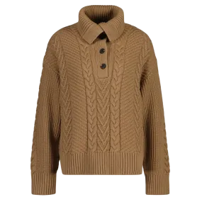 GANT Cable Texture Buttoned Roll Turtleneck Sweater