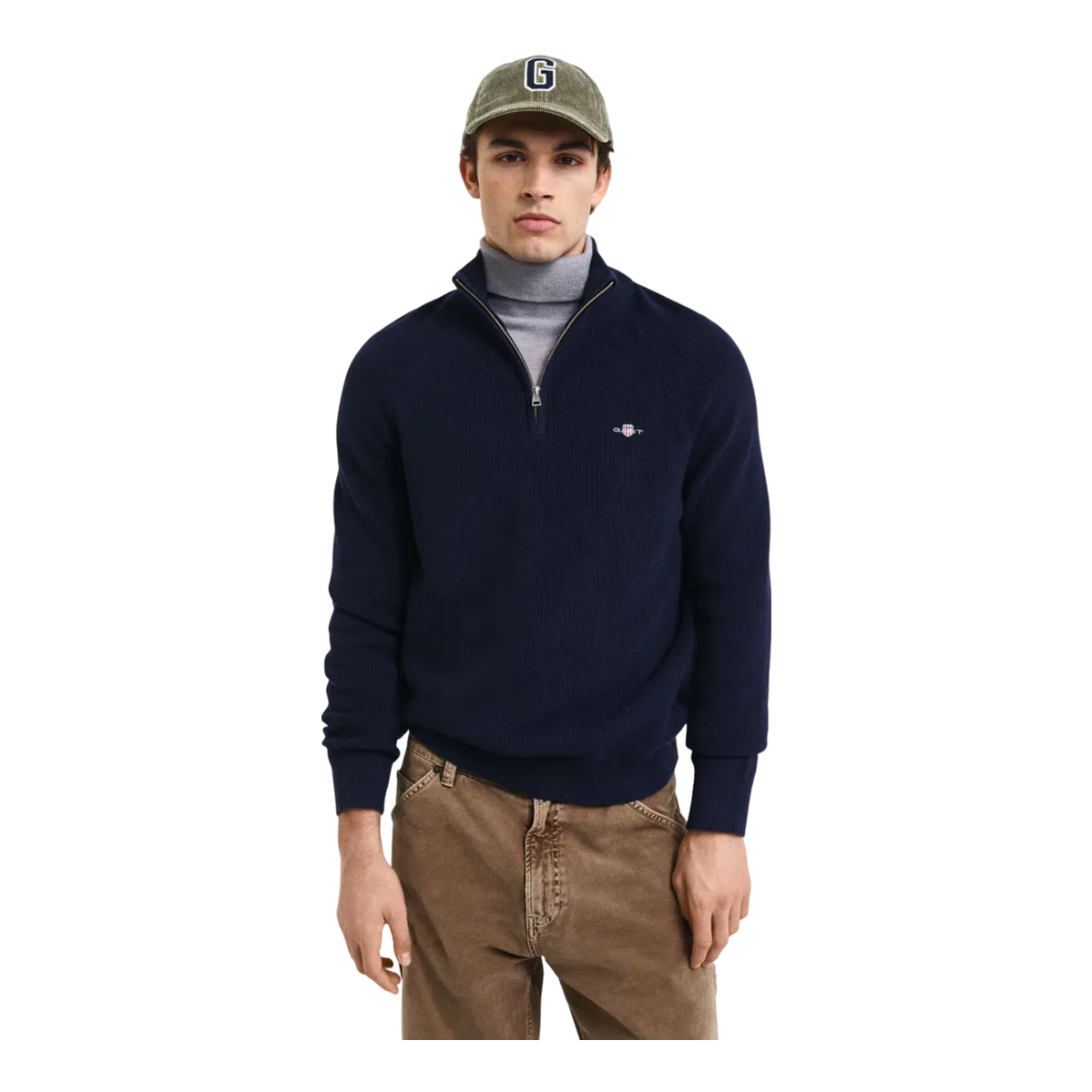 GANT Ribbed Cotton Wool Half Zip Sweater