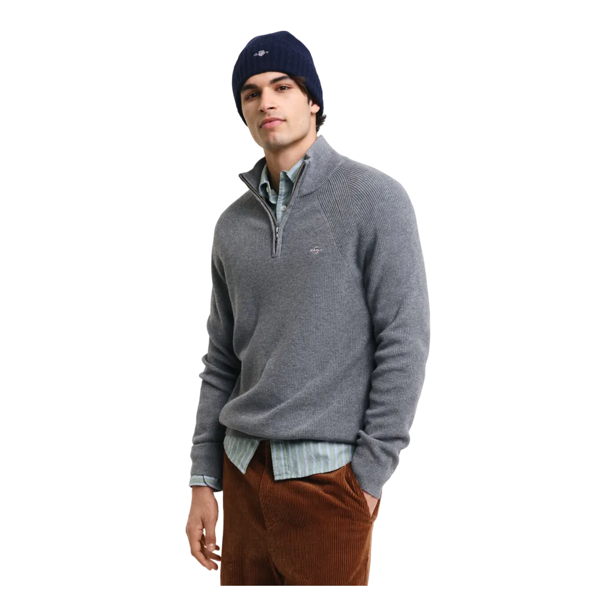 GANT Ribbed Cotton Wool Half Zip Sweater