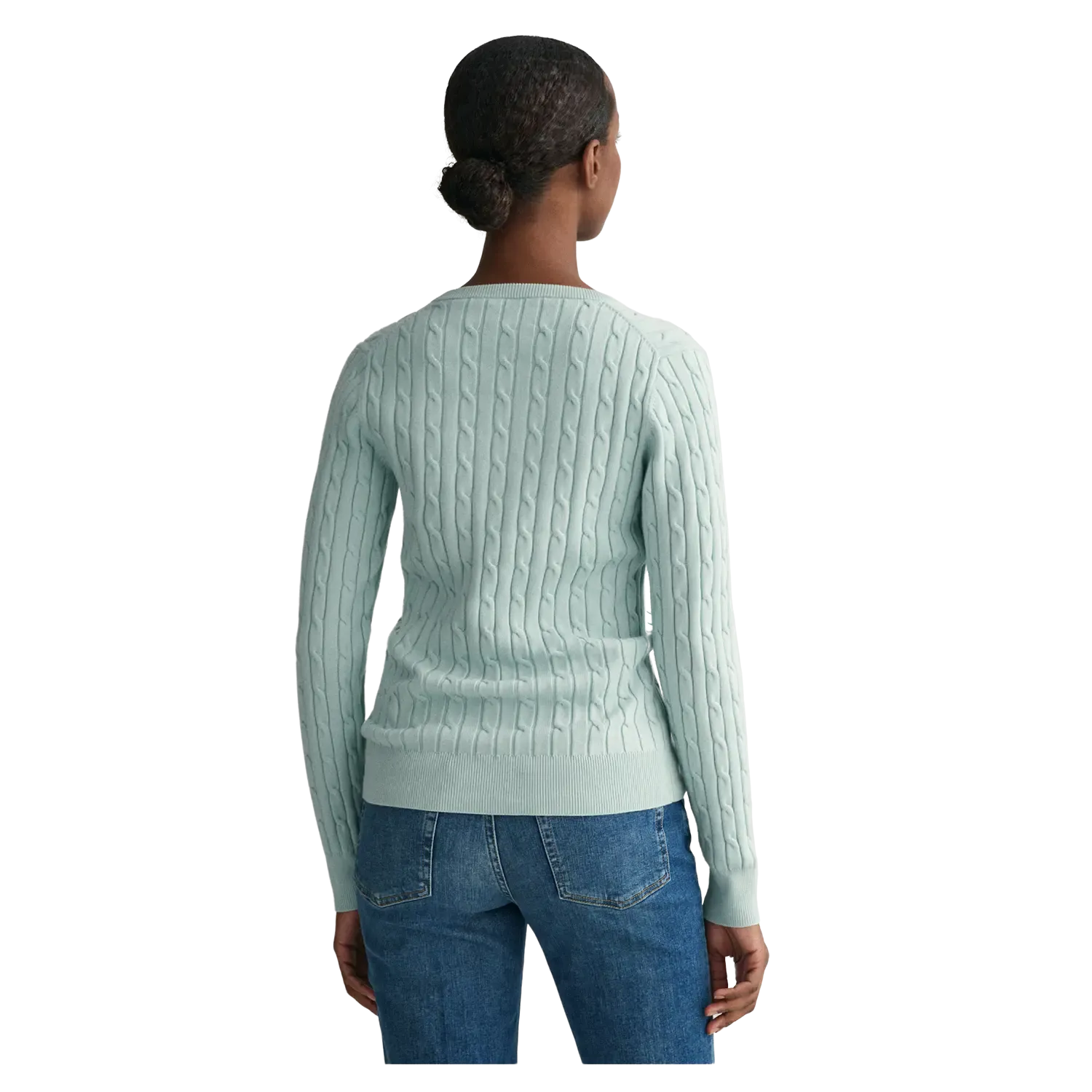 GANT Stretch Cotton Cable Knit V-Neck Sweater