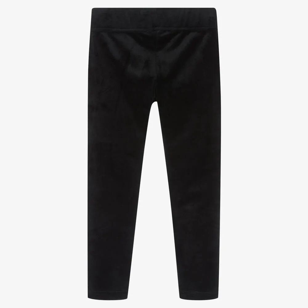 Girls Black Velour Leggings