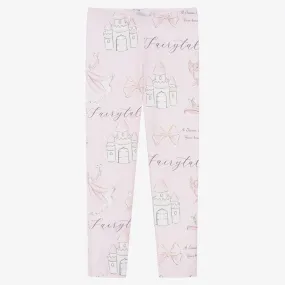 Girls Pink Cotton Fairytale Leggings