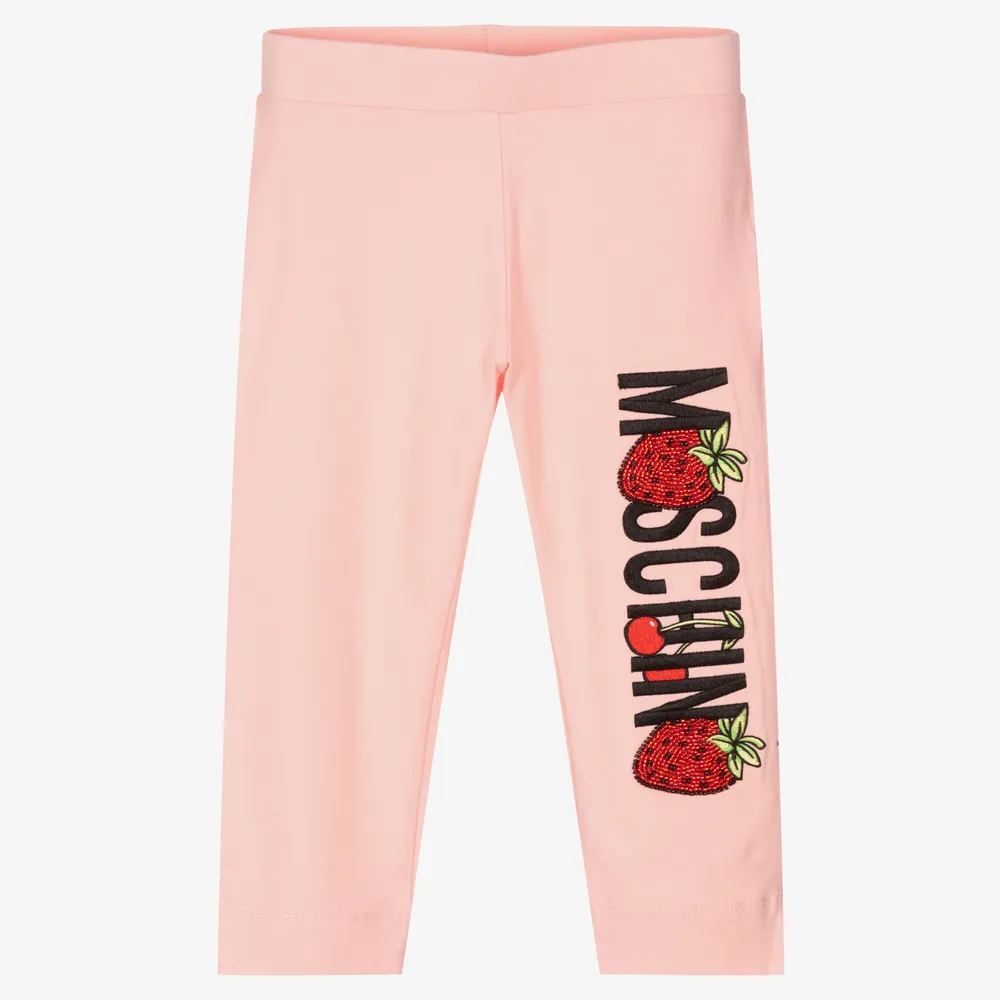 Girls Pink Cotton Leggings