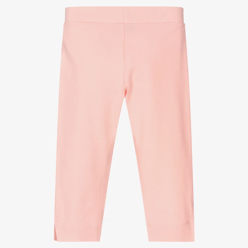 Girls Pink Cotton Leggings