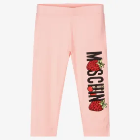 Girls Pink Cotton Leggings