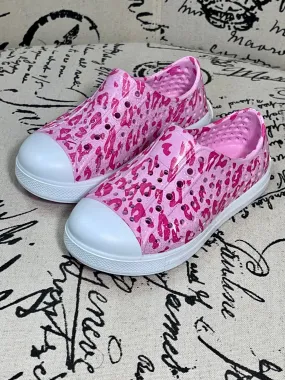 Girls Pink Leopard Slide On Sneaker/ Sandal