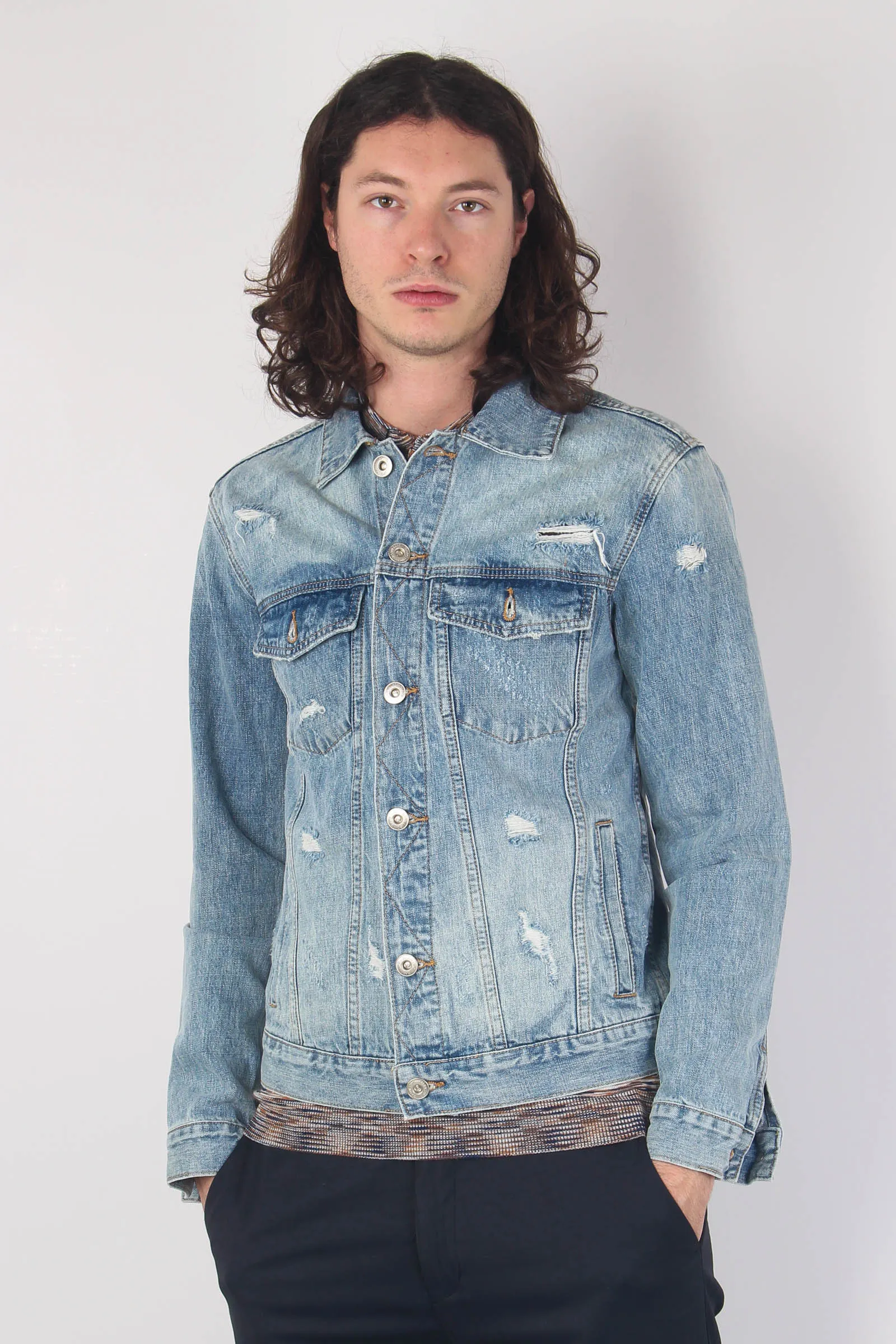 Giubbotto Denim Rotture Jeans