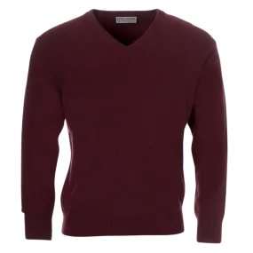 Golding Lambswool V-Neck Sweater in Burgundy