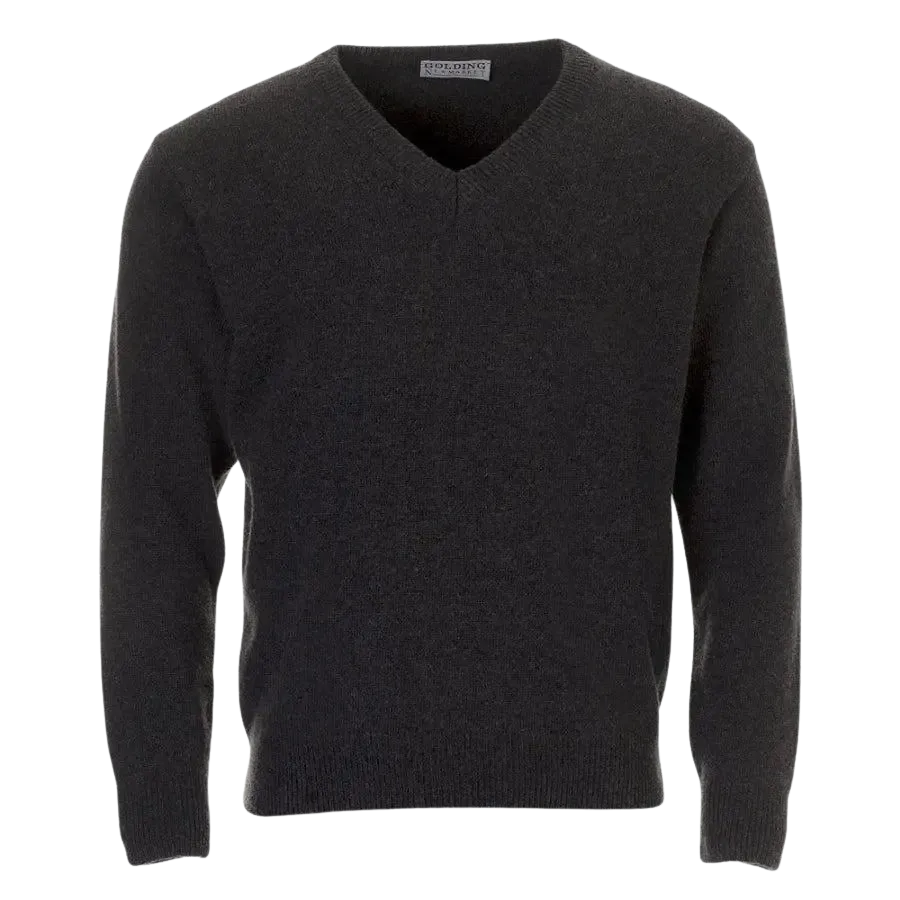 Golding Lambswool V-Neck Sweater in Charcoal