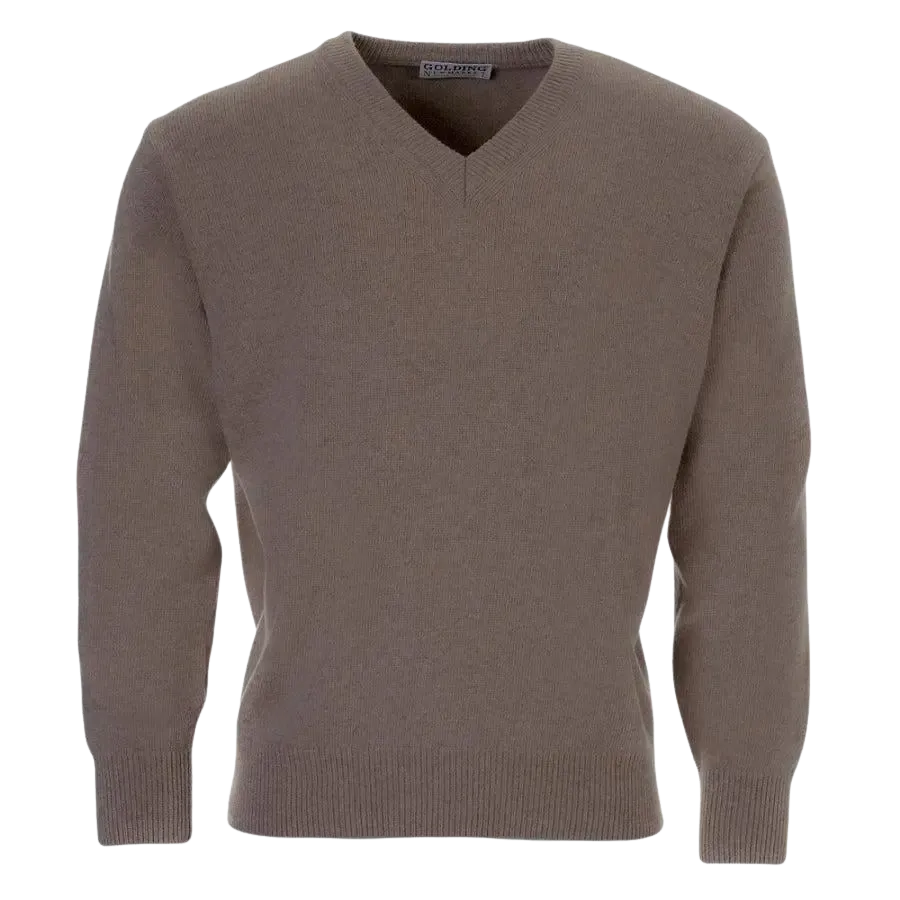 Golding Lambswool V-Neck Sweater in Fawn