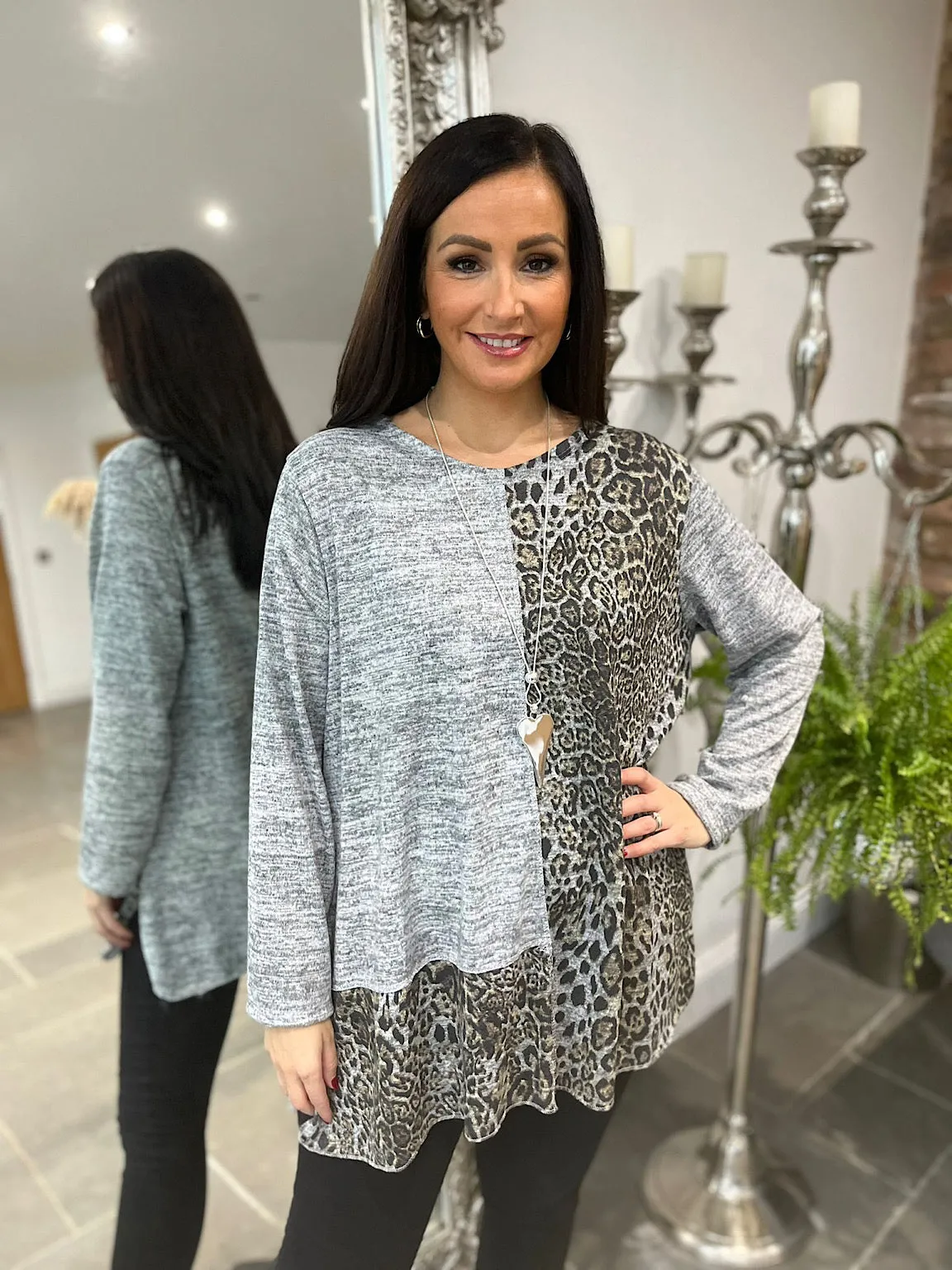 Half Animal Print Top Freya