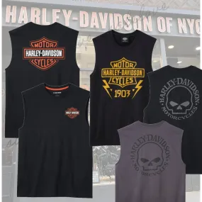 Harley Davidson  |Crew Neck Pullovers Unisex Sleeveless Street Style Plain