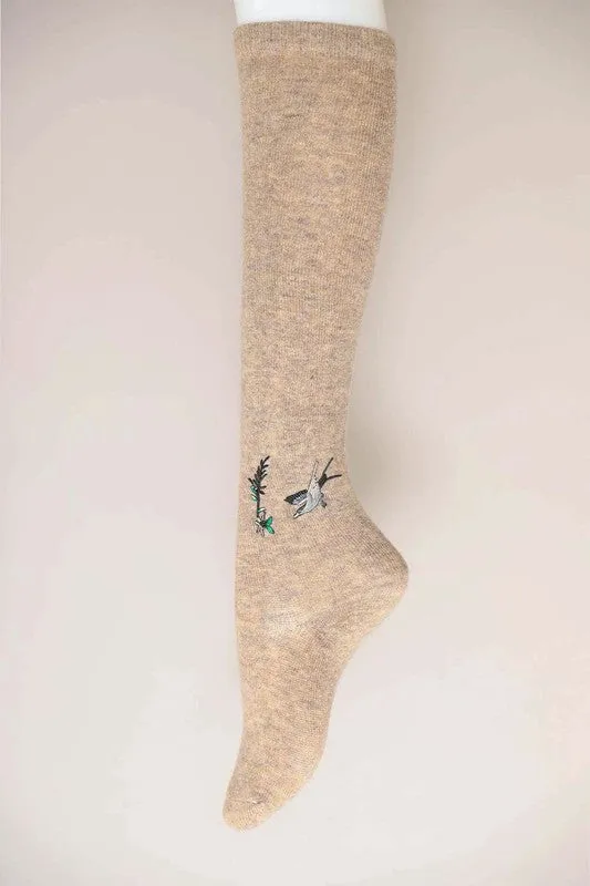 Hummingbird Wool Knee High Socks