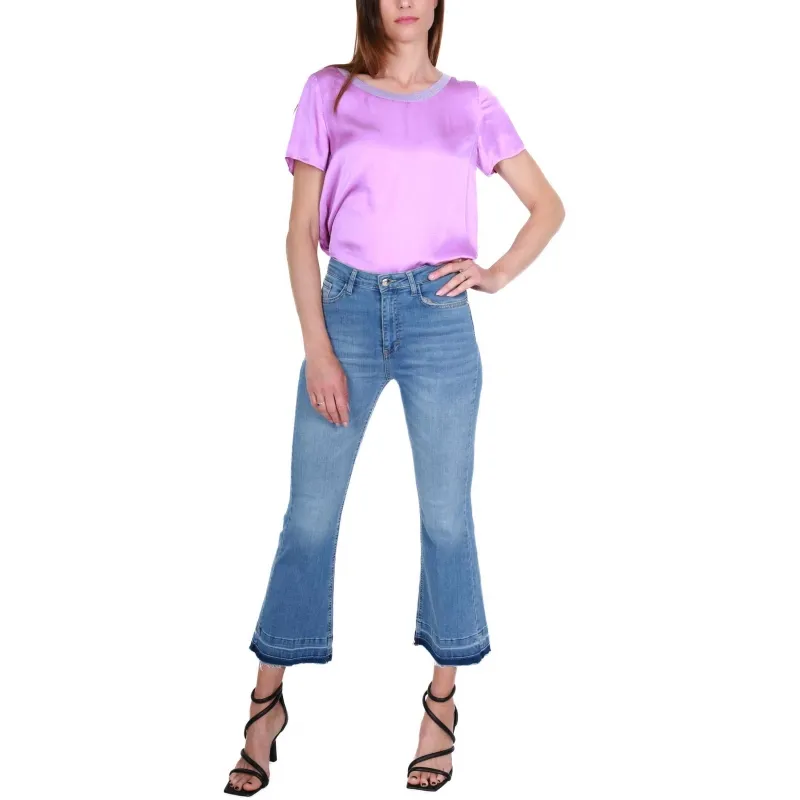 JEANS FLARED IN DENIM STRETCH, AZZURRO