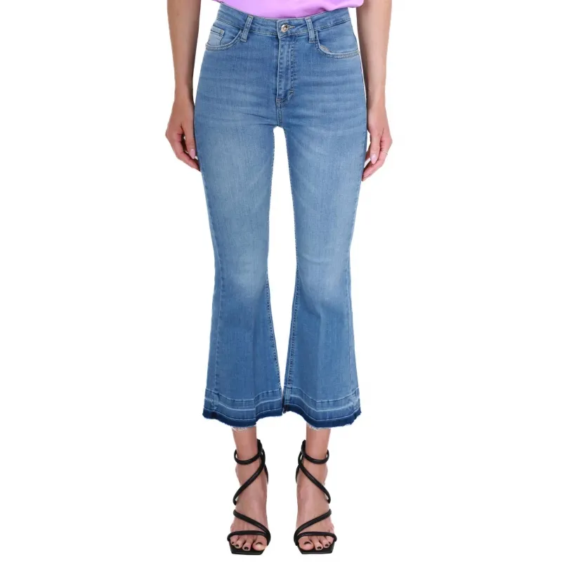 JEANS FLARED IN DENIM STRETCH, AZZURRO