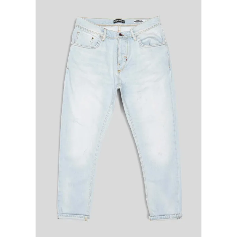 JEANS TAPPERED IN TELA DENIM STRETCH, AZZURRO