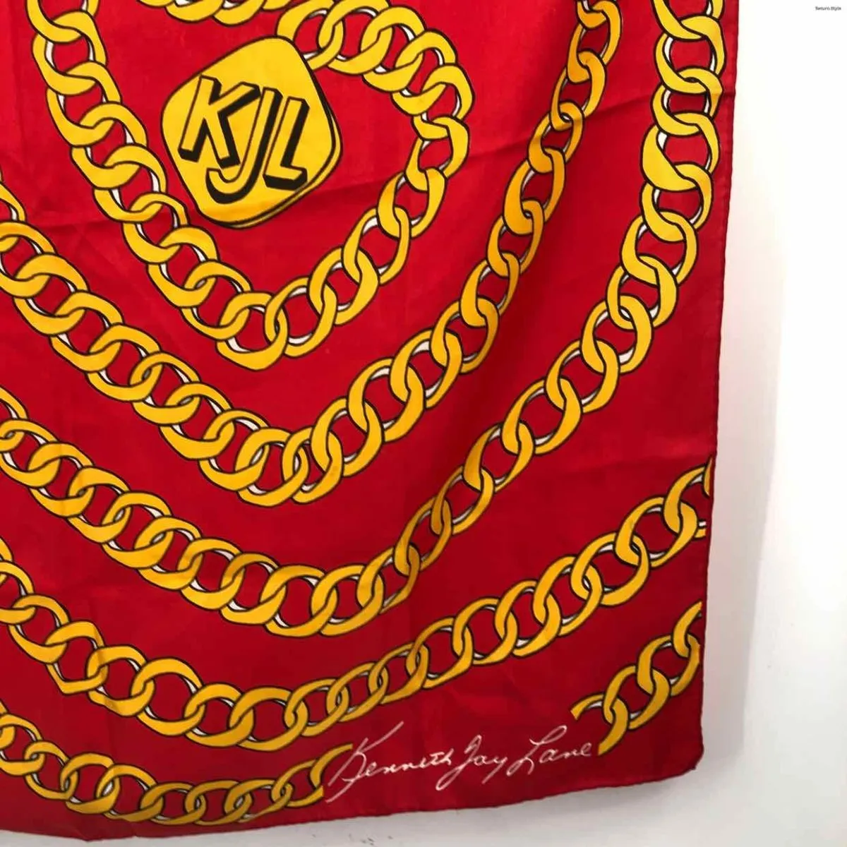 Kenneth Jay Lane Red Yellow Silk Scarf