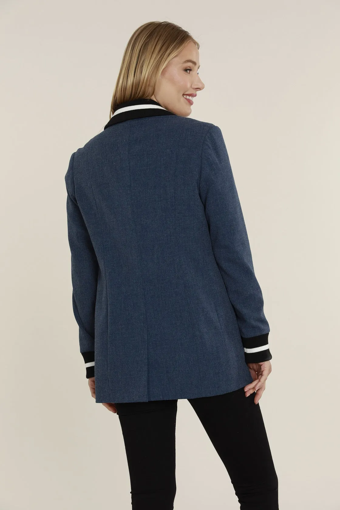 Knit Blazer with Racer Stripe Trim