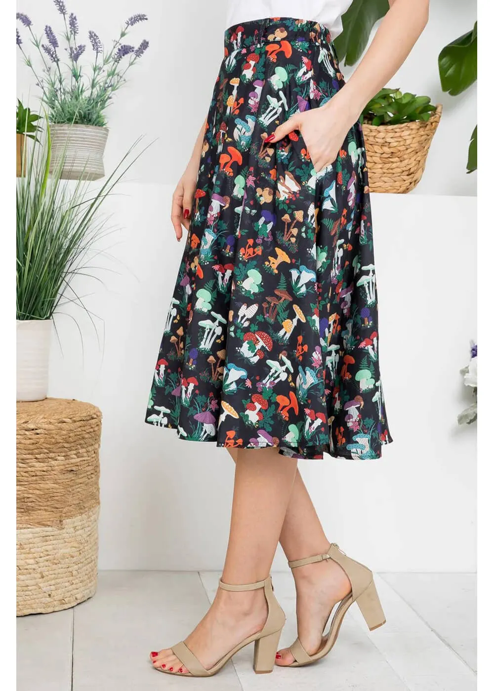 LA Soul Mushroom Garden Swing Skirt Black