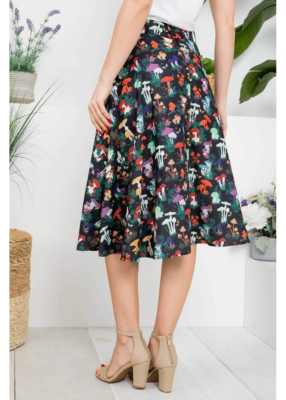 LA Soul Mushroom Garden Swing Skirt Black