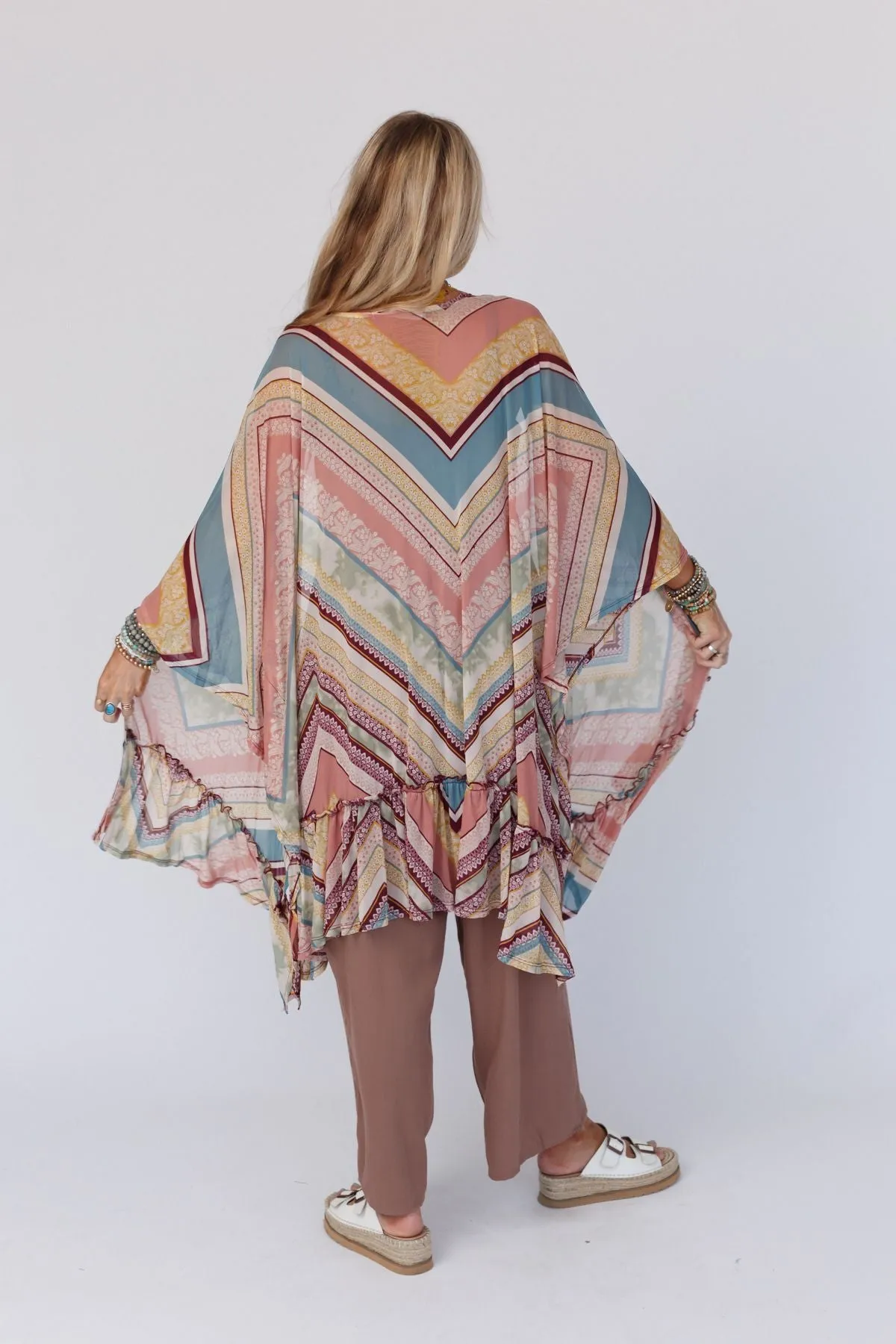 Leilani Ruffle Kimono - Mauve Green