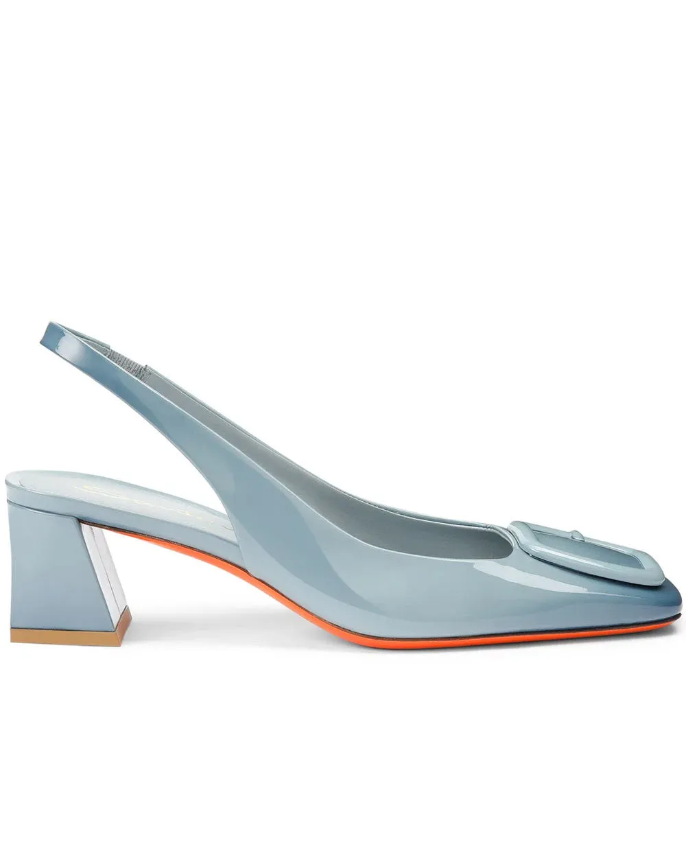 Lemon Sling Back Low Block Heel in Light Blue