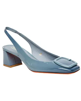 Lemon Sling Back Low Block Heel in Light Blue