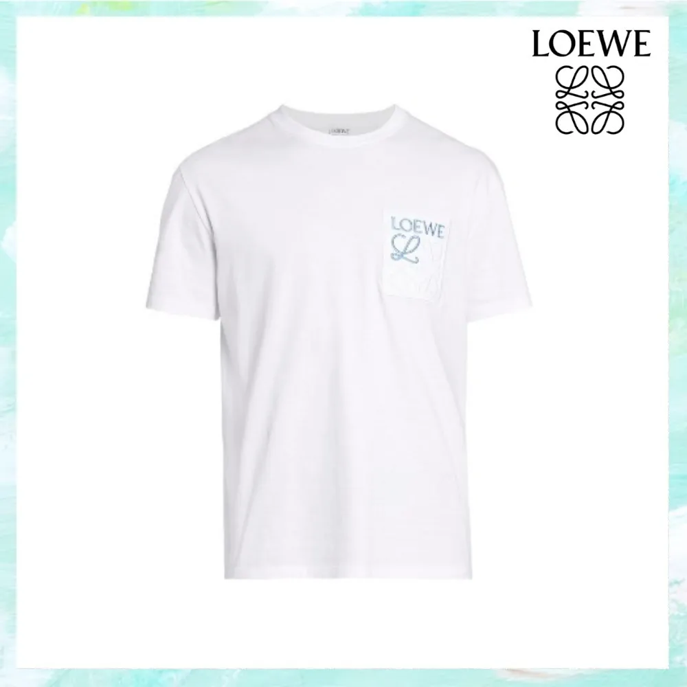 LOEWE  |Crew Neck Pullovers Street Style Plain Cotton Short Sleeves