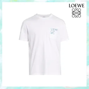 LOEWE  |Crew Neck Pullovers Street Style Plain Cotton Short Sleeves