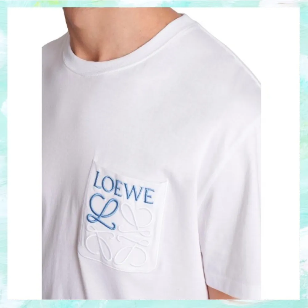 LOEWE  |Crew Neck Pullovers Street Style Plain Cotton Short Sleeves