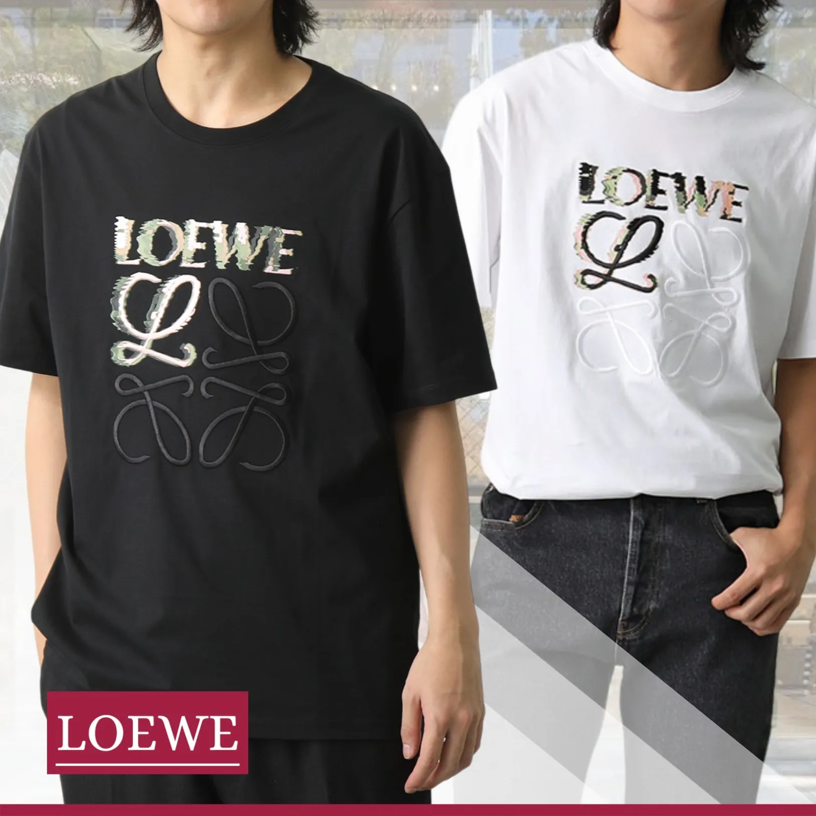 LOEWE  |Crew Neck Pullovers Unisex Plain Cotton Short Sleeves Bridal