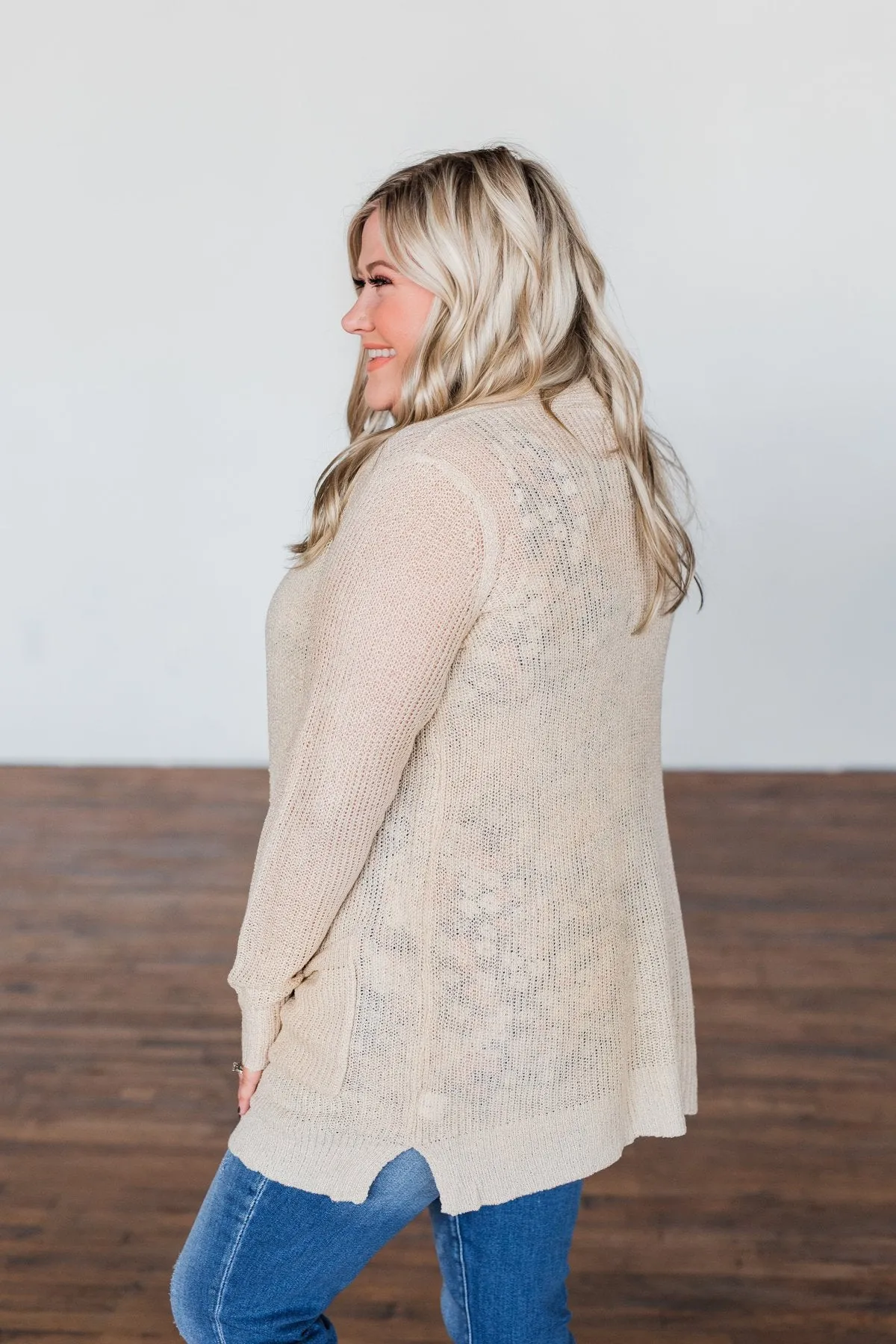 Long Sleeve Knit Cardigan- Oatmeal