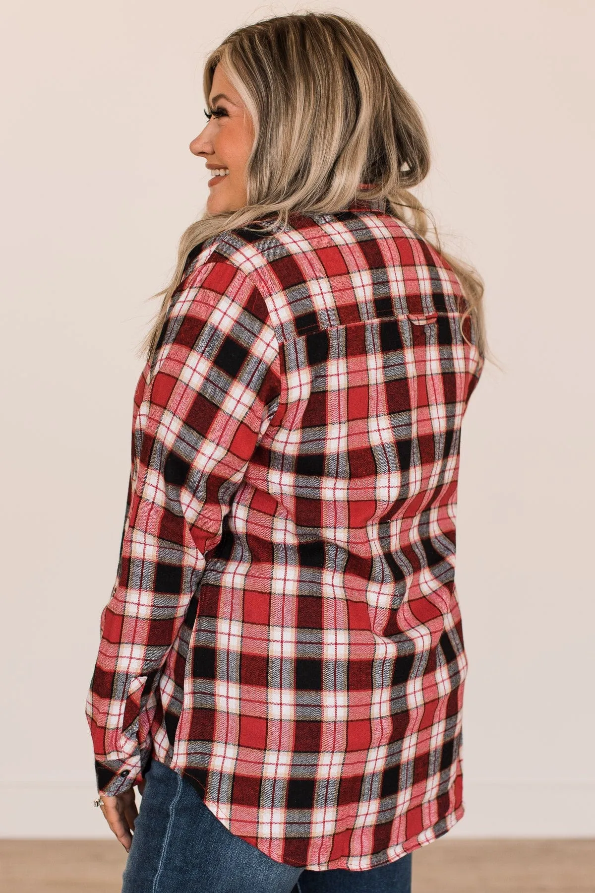 Lovely Seeing You Button Down Flannel- Red & Black