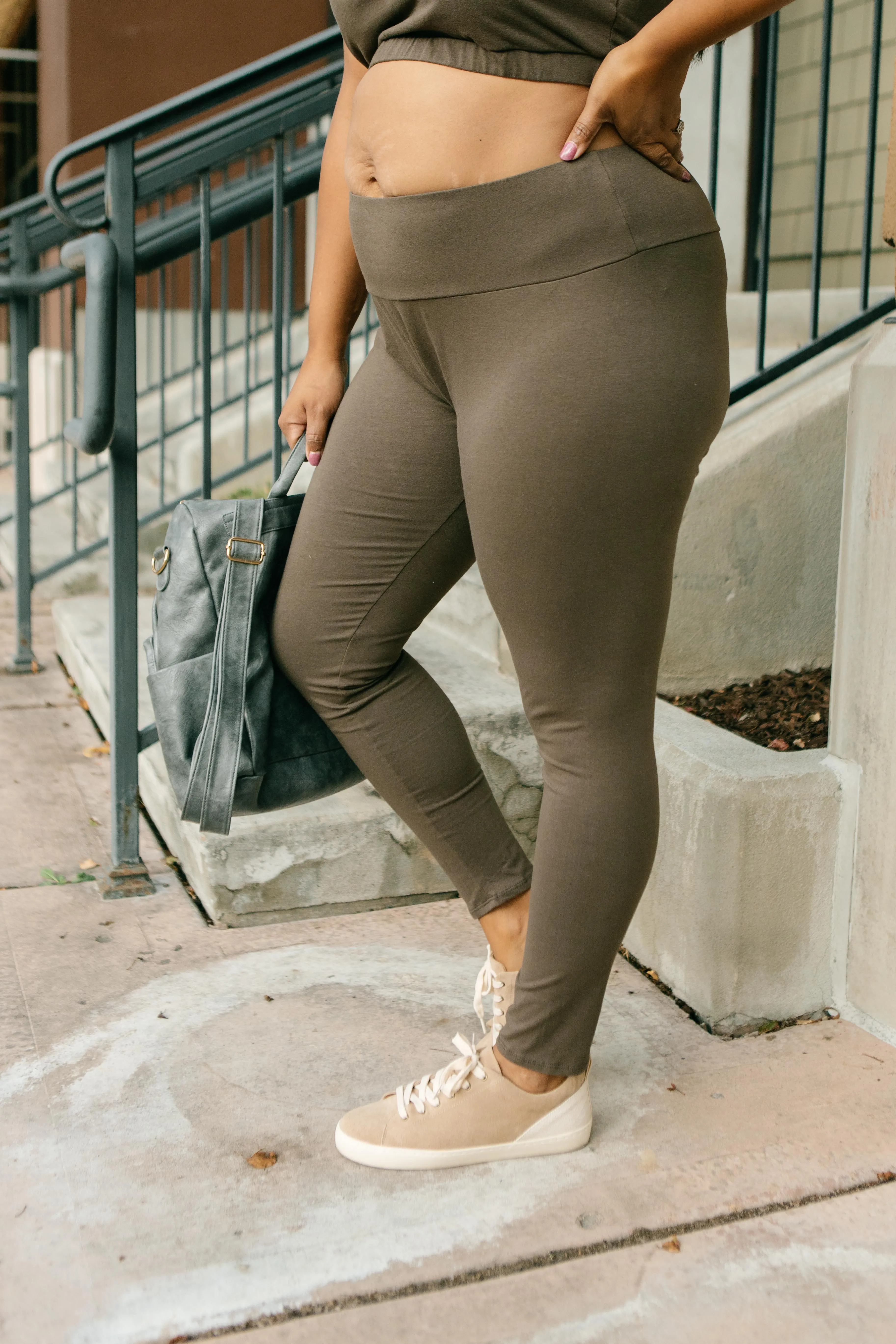 Lucy Lounging Leggings in Deep Olive - On Hand