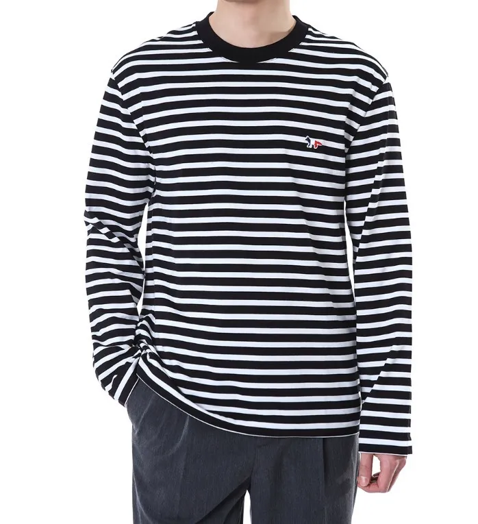 MAISON KITSUNE  |Stripes Unisex Street Style Long Sleeves Cotton