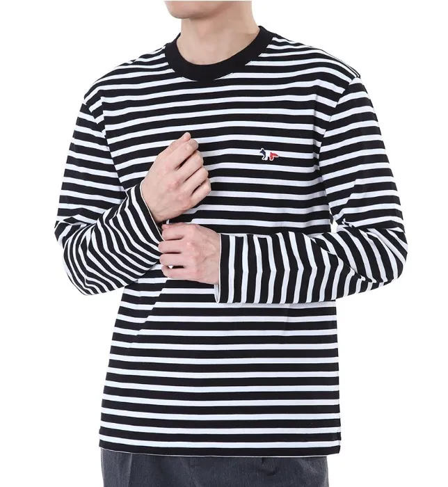 MAISON KITSUNE  |Stripes Unisex Street Style Long Sleeves Cotton