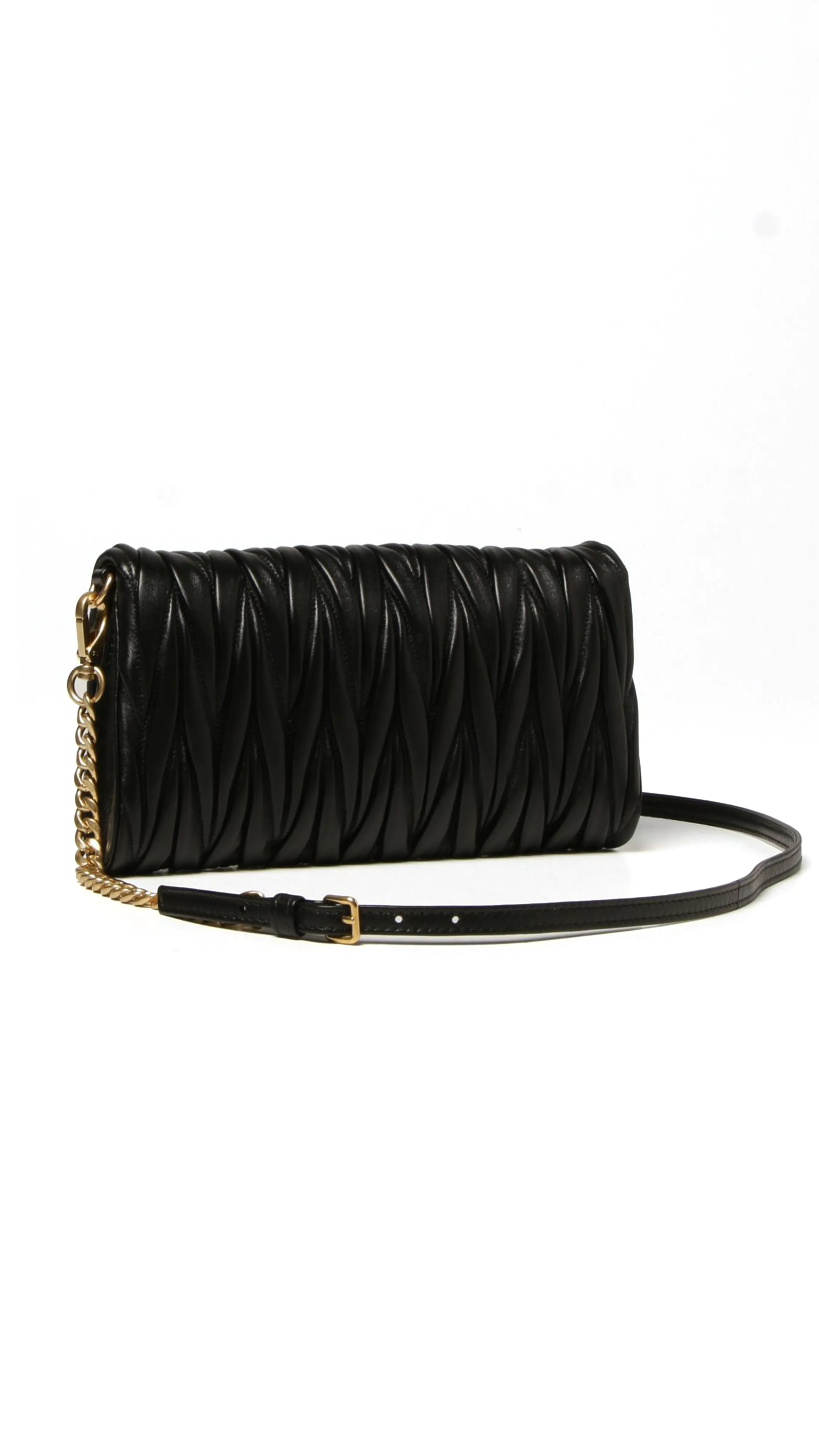 Matelassé Crossbody Bag in Nappa Leather - Black