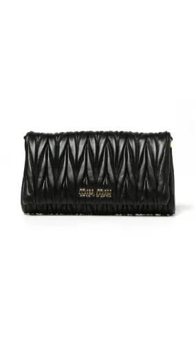 Matelassé Crossbody Bag in Nappa Leather - Black