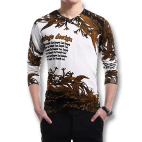 Men Floral Sweaters and Pullovers Men's Casual Slim Fit Large Size Long Sleeved Knitted V Neck Sweaters Pullovers SM6