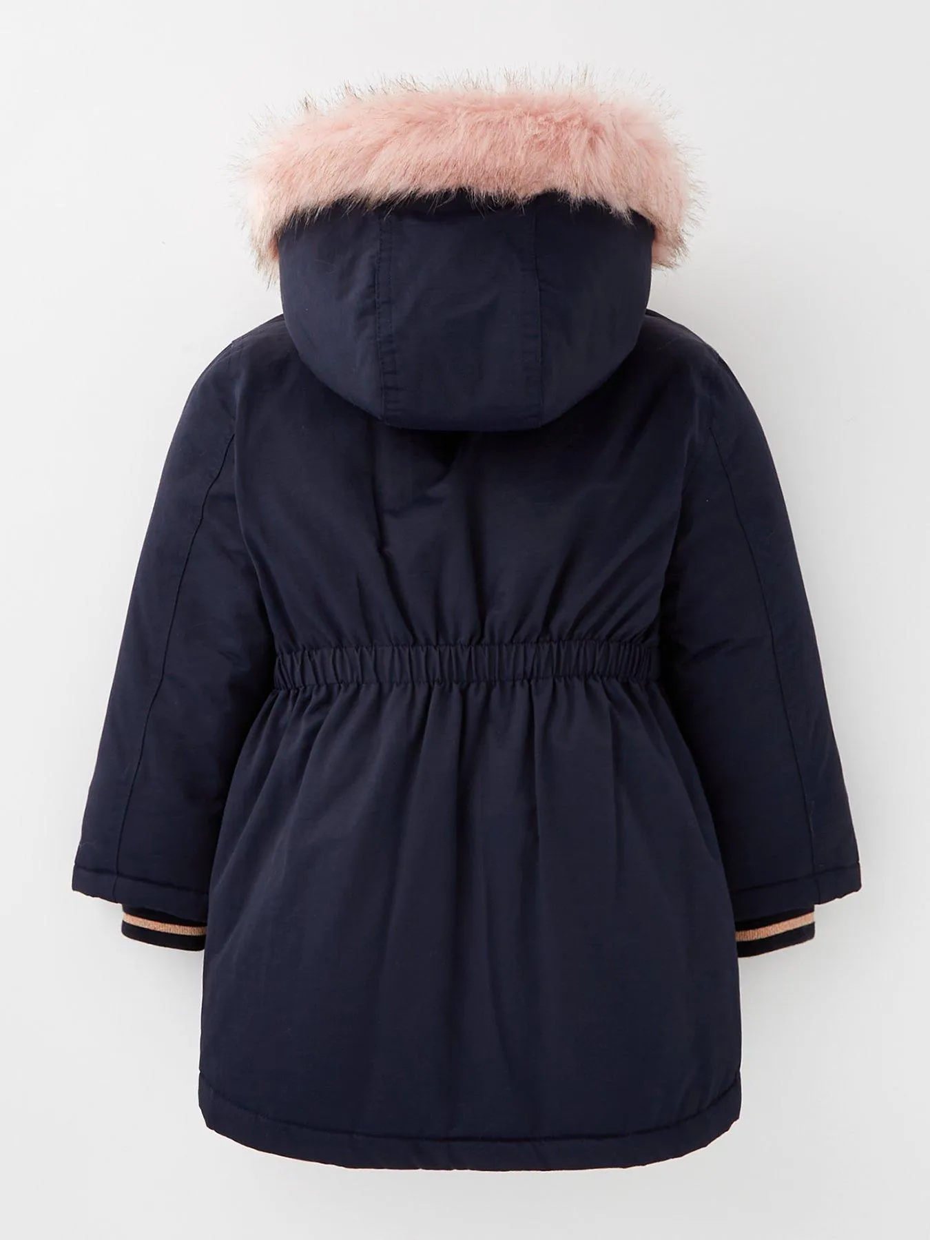 Mini V by Very Girls Navy Faux Fur Parka