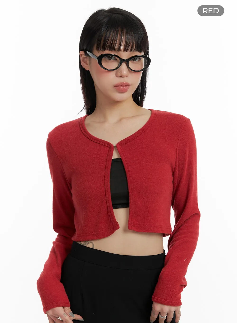 Minimal Collarless Crop Cardigan IF423