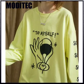 MODITEC  |Crew Neck Unisex Sweat Street Style Long Sleeves Oversized