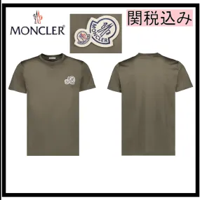 MONCLER  |Crew Neck Pullovers Street Style Short Sleeves Logo Military