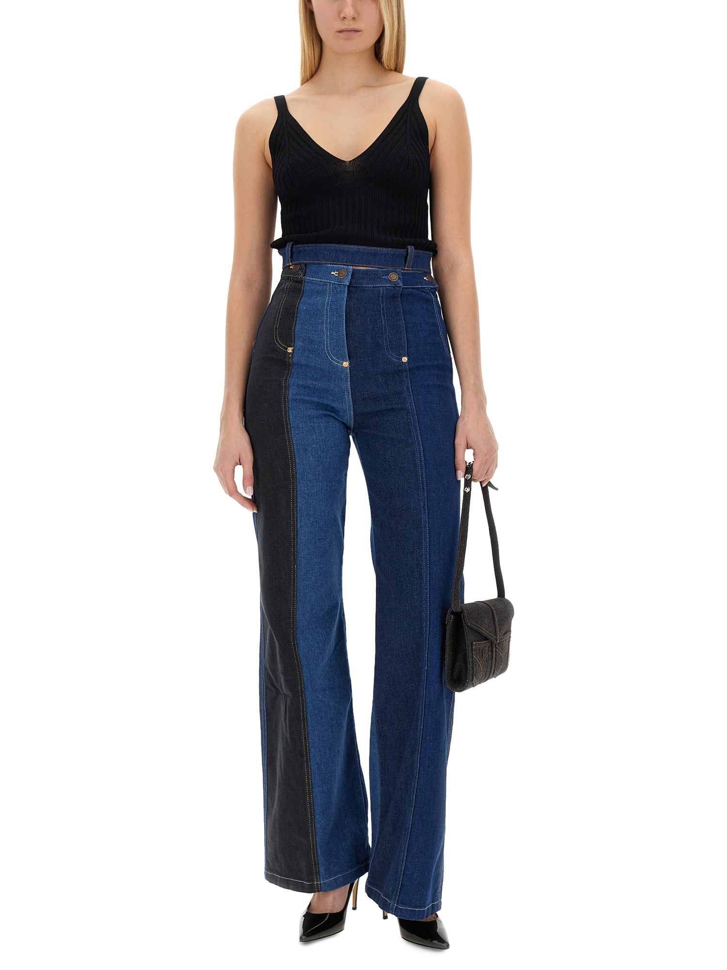 MOSCHINO JEANS    WIDE LEG COTTON DENIM JEANS