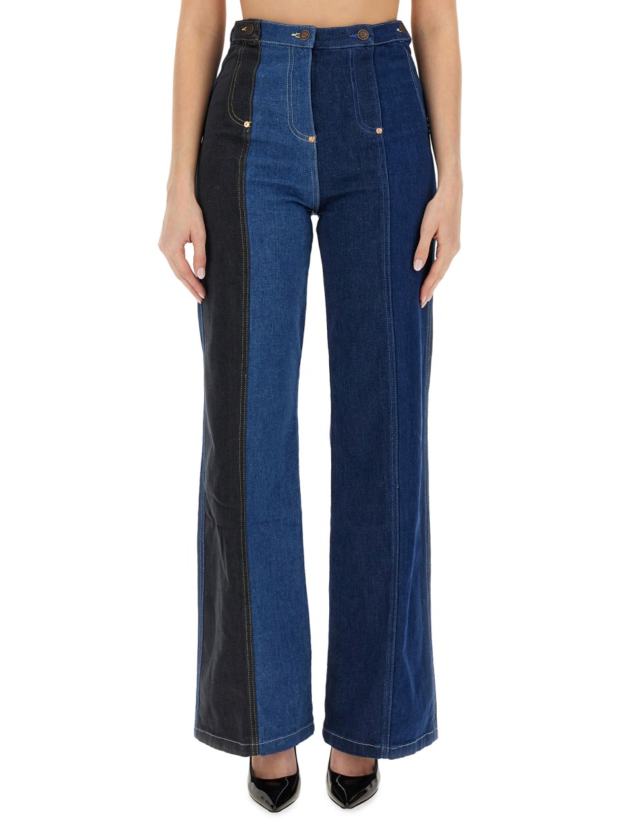 MOSCHINO JEANS    WIDE LEG COTTON DENIM JEANS