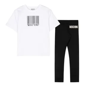 Moschino Leggings & T-Shirt Set Bar-Code White