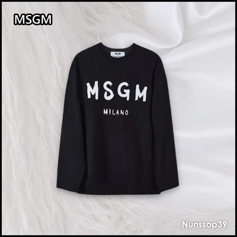 MSGM  |Crew Neck Street Style Long Sleeves Plain Cotton