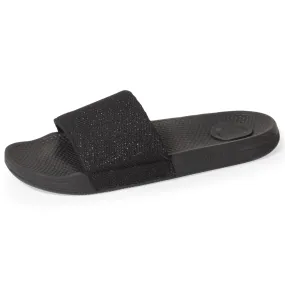 Mules claquettes Femme paillettes Noir